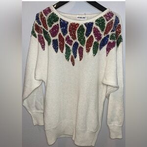 Vintage Victoria Jones sequin white sweater Size M